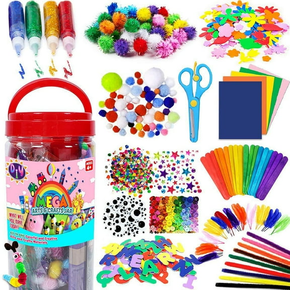 Arts and Crafts Supplies for Kids,Pcapzz DIY Art Craft,All in One DIY Set Craft Supply Kit for Kindergarten Home School Supplies