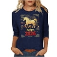 thumbnail image 3 of TaTaai Womens New Year Celebration 2026 Print Three Quarter Sleeve Top Round Neck Casual Blouse Holiday Festival Party Wear Gift, 3 of 5