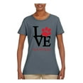 thumbnail image 2 of Love My Cat Stole My Heart Red Footprints Animal Lover Womens Graphic T-Shirt, Charcoal, Small, 2 of 3