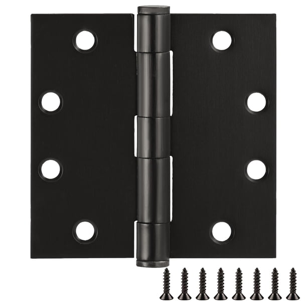 Bisagras de puerta para puertas interiores, paquete de 12, 4,5 pulgadas x 4,5 pulgadas, bisagra de puerta cuadrada de acero, bronce aceitado, se adapta a puertas estándar, Design House 189852