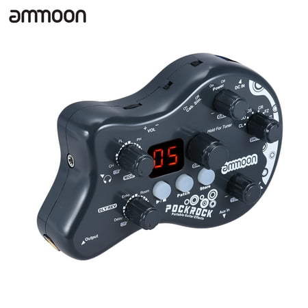 ammoon PockRock Portable Guitar Multi-effects Processor Effect Pedal 15 Effect Types 40 Drum Rhythms Tuning Function with Power (Best Tremolo Effect Pedal)