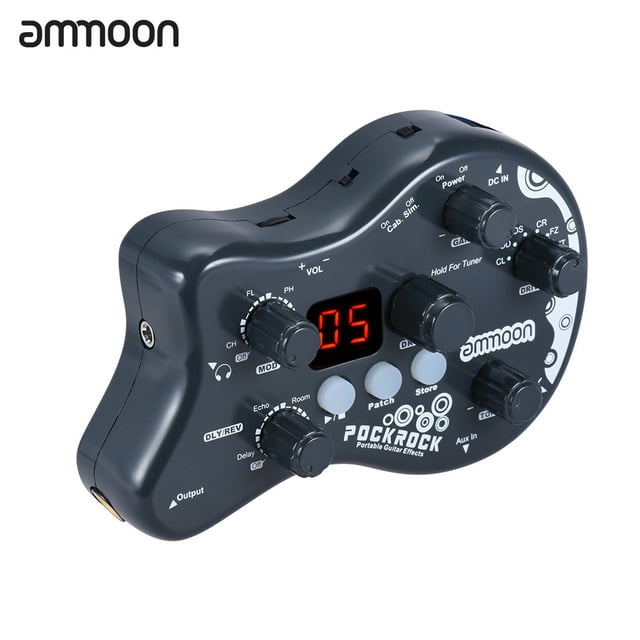 ammoon PockRock Portable Guitar Multi-effects Processor Effect Pedal 15 Effect Types 40 Drum Rhythms Tuning Function with Power Adapter