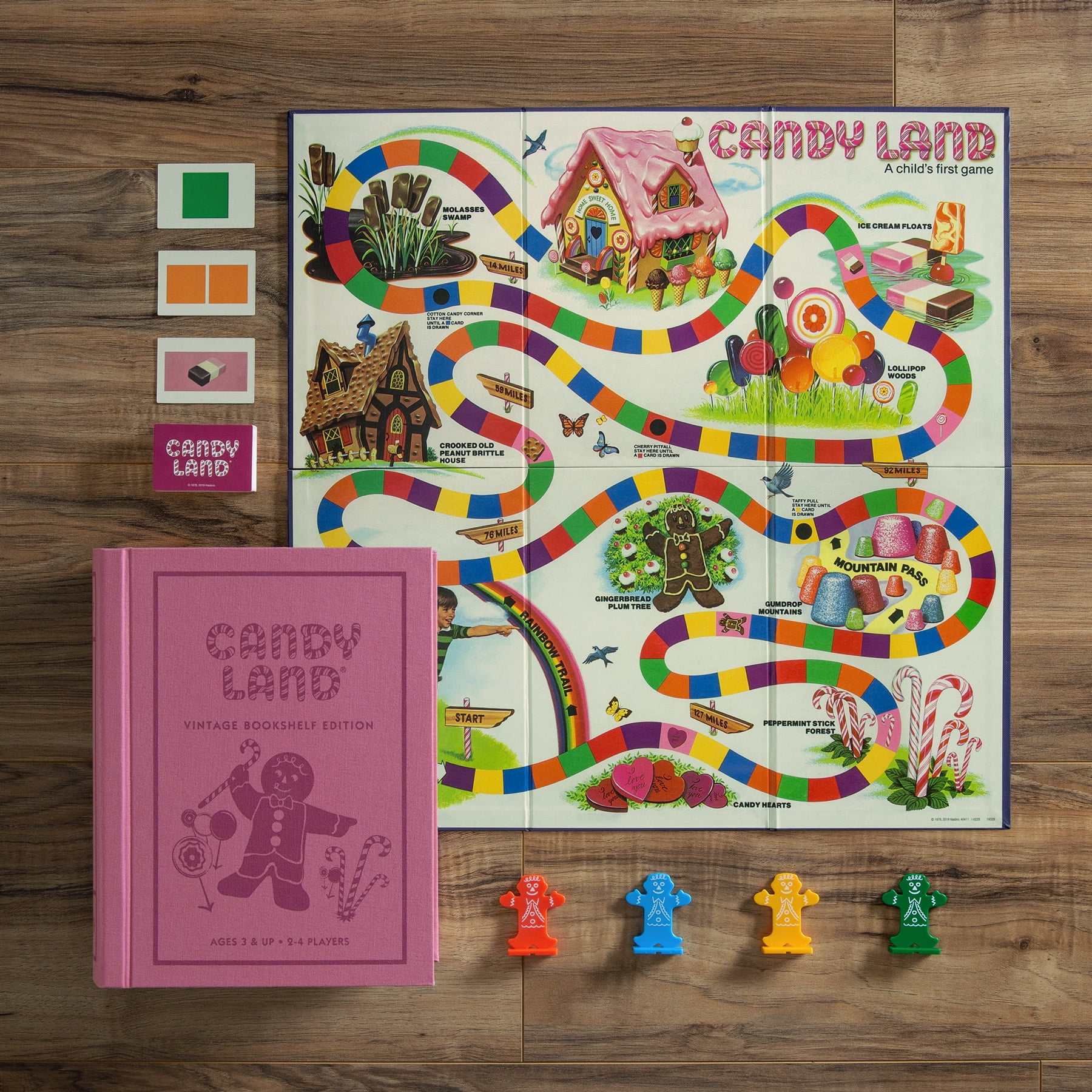 WS Game Company Candy Land, Chutes and Ladders, Connect 4, and Sorry! Vintage Board Game Bookshelf Collection