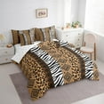 thumbnail image 3 of Homewish Leopard Print Stripe 7-Piece Bedding Comforter Set,Boho Geometric King Bedding Sets,Zebra Pattern Bed Sheets For Boys Kids,Super Cozy Room Decor, 3 of 8