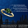 thumbnail image 2 of Gem Stone King 18K Yellow Gold Plated Silver Emerald Envy Mystic Topaz and Black Diamond Engagement Ring for Women | 1.14 Cttw | Oval 7X5MM | Gemstone November Birthstone | Size 9, 2 of 6