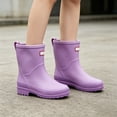 thumbnail image 5 of Women Matte Mid Calf Rain Boots, Waterproof Slip On Outdoor Fashion Rubber Rain Shoes Purple 39, 5 of 5