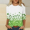 thumbnail image 2 of BLVB St Patricks Day Shirt Women Plus Size 3/4 Sleeve Cute Tops Shamrock Shirts Crewneck Graphic Tee Tops Outfit, 2 of 5