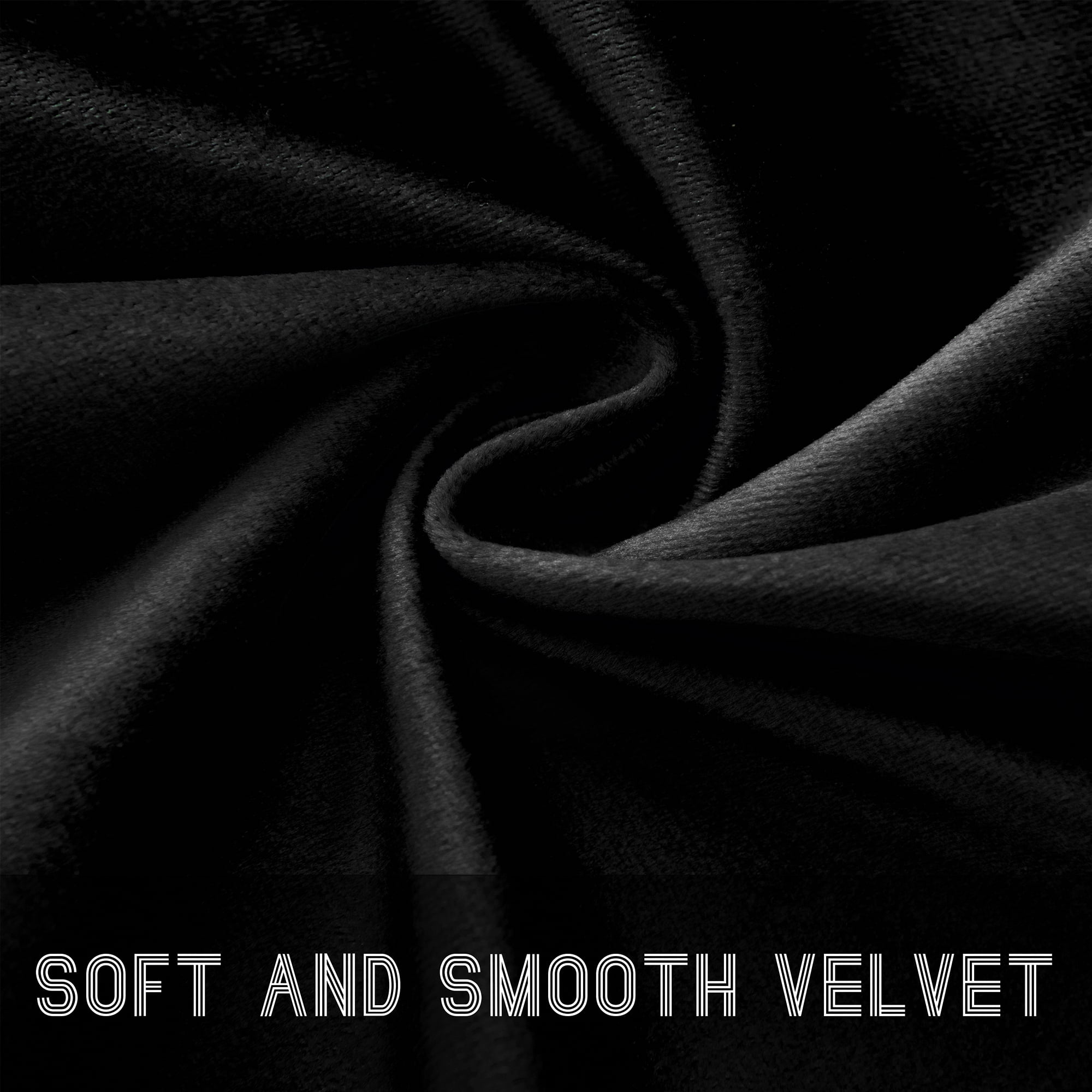 SMILETIME Black Velvet Curtains with Rod Pocket Thermal Insulated Soft Privacy Room Darkening Velvet Drapes for Bedroom and Living Room, Set of 2 Panels, 52 x 96 Inches Long