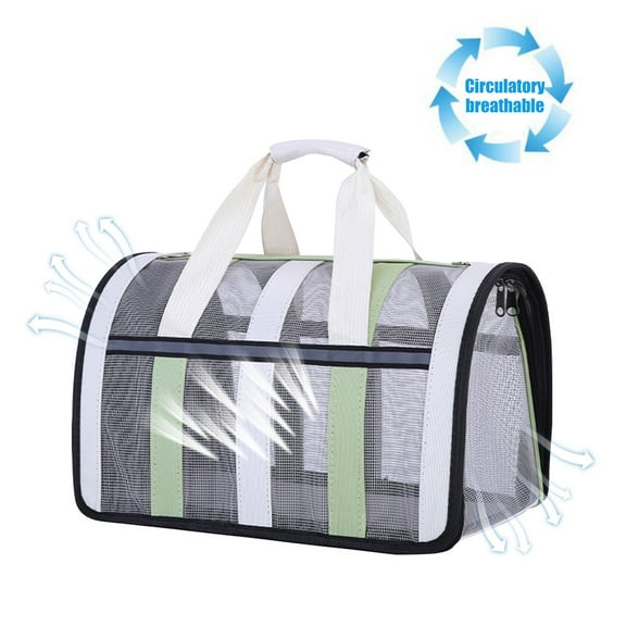Portable Pet Carrier Bag with Adjustable Shoulder Strap, Four-Side Breathable Mesh, Lightweight Oxford Cloth - Fits Small and Medium Pets up to 15 LB, 13"Lx9.8"Wx8.7"H