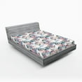 thumbnail image 2 of Ambesonne Floral Fitted Sheet, Art Abstract Spring Flowers, Full Size, Rose Blue Grey and Camel, 2 of 5