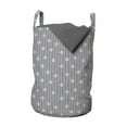 thumbnail image 1 of Love Laundry Bag, Valentine's Day Themed Pattern with Hearts on Curvilinear Stripes, Hamper Basket with Handles Drawstring Closure for Laundromats, 13" x 19", Grey Pale Fuchsia White, by Ambesonne, 1 of 4