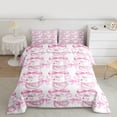 thumbnail image 2 of Homewish Cute Princess Goose Queen Comforter Set,Kawii Bowtrie Ribbon Bedding Sets,Pink White Bedding Comforter Set For Girls Kids,Breathable Home Decor Reversible,3-Piece, 2 of 8