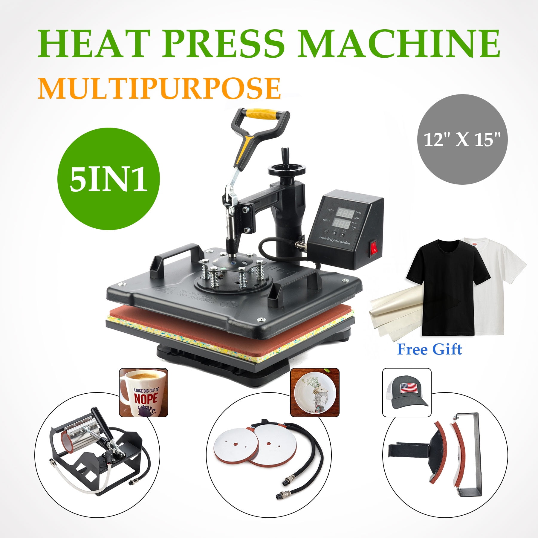 5 in 1 dual display heat press machine