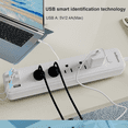 thumbnail image 3 of Surge Protector Power Strip with 5 AC Outlets 3 USB Ports 3.3 ft Extension Cords ETL Listed, White, 3 of 7