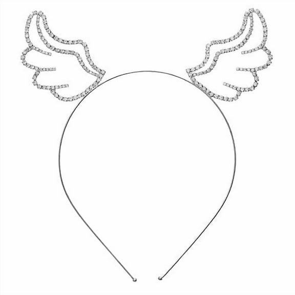Headband: Angel Wings Clear Rhinestones Headband - HB-71612CR-S
