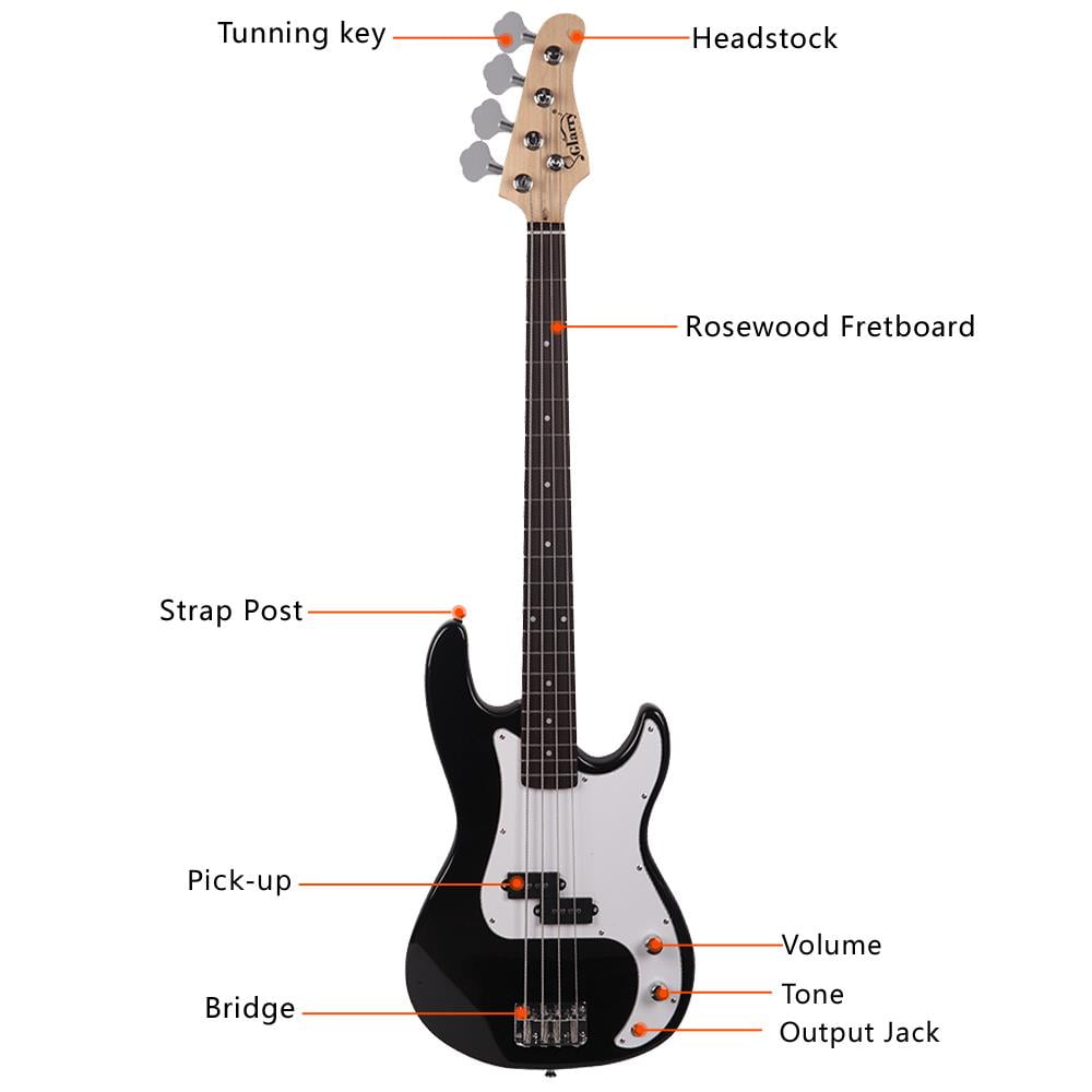 Glarry 45 inch Full Size Electric Bass Guitar Bundle with Amp for Beginner, Black