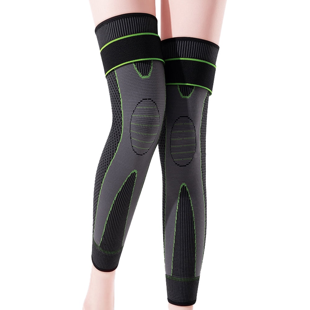 Full Leg Sleeves Long Compression Leg Sleeve Knee Pads Protect Leg for Man Women-green-S