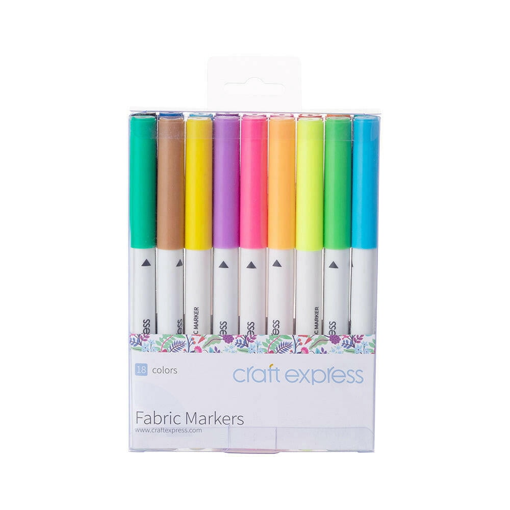 Craft Express 18 Pack of Assorted Colors Joy Fabric Markers