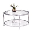 thumbnail image 3 of Contemporary Round Tempered Glass Coffee Table with Acrylic & Metal Frame, Living Room Sofa Table, Side Cocktail Tea Table with Adjustable Foot Pads (Chrome 32.3 Inches), 3 of 7