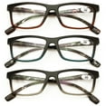thumbnail image 2 of 3-Pack Rectangular Reading Glasses for Men – with Mosaic Pattern Temples – Full Magnification Spring Hinge Readers ZT117 +3.00, 2 of 4