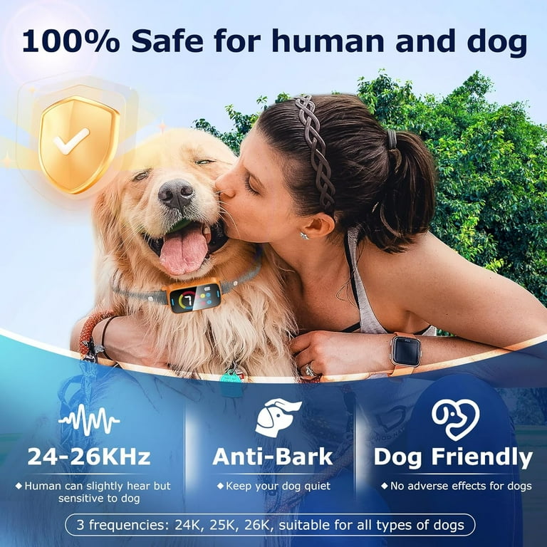 SLAYKAM Smart Ultrasonic Bark Collar For Dogs - Rechargeable, Waterproof With Vibration & Beep, 7 Sensitivity Levels