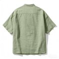 thumbnail image 3 of OGLCCG Men's Half Button Henley Shirts Cotton Linen Short Sleeve Casual Shirt Summer V Neck Vacation Beach Tops,XL,Green, 3 of 5