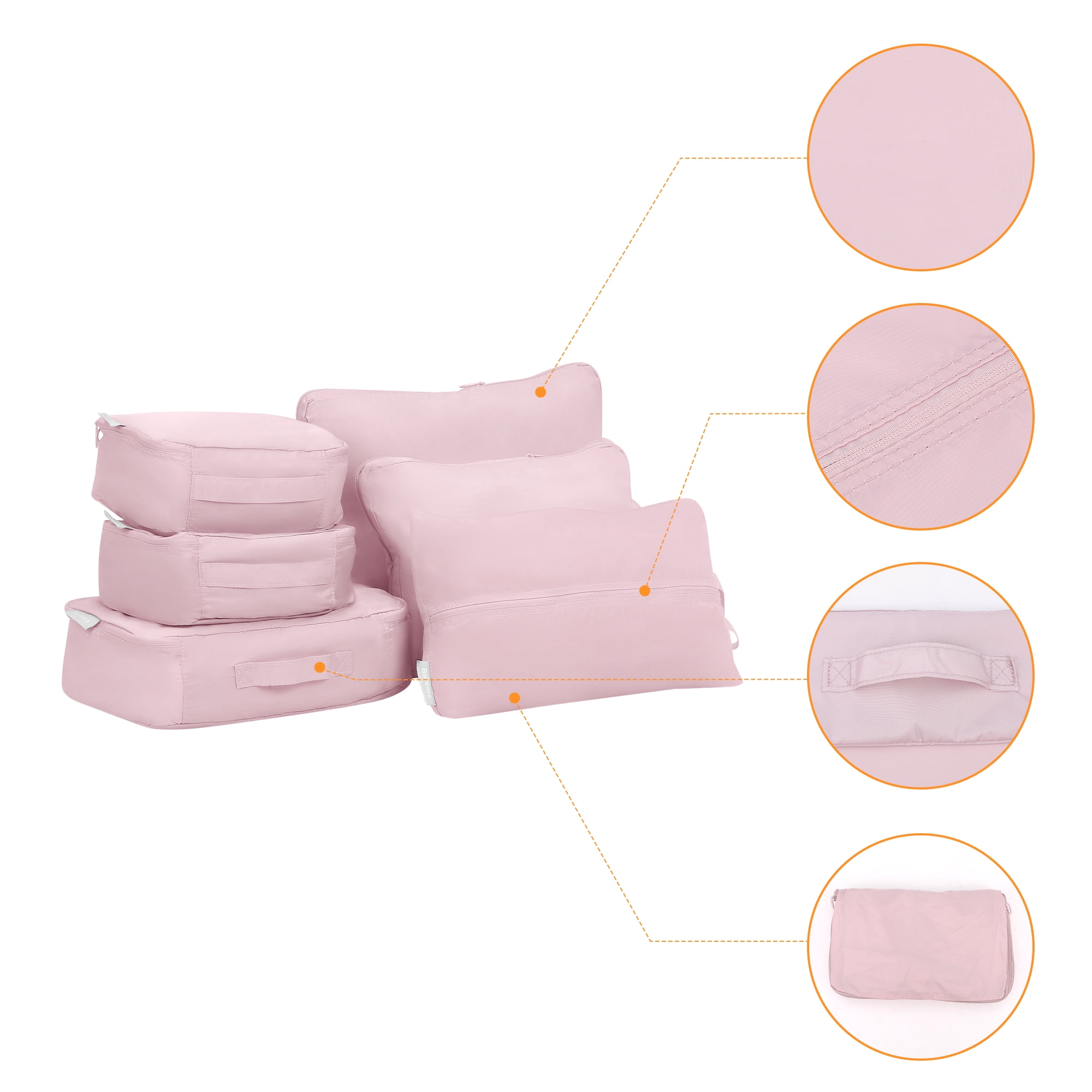 REGALWOVEN 6 Set Travel Bag for Storage,Lightweight Travel Essentials,Travel Accessories for Travel Toiletry Bag Sets Pink 15.5*12*4in