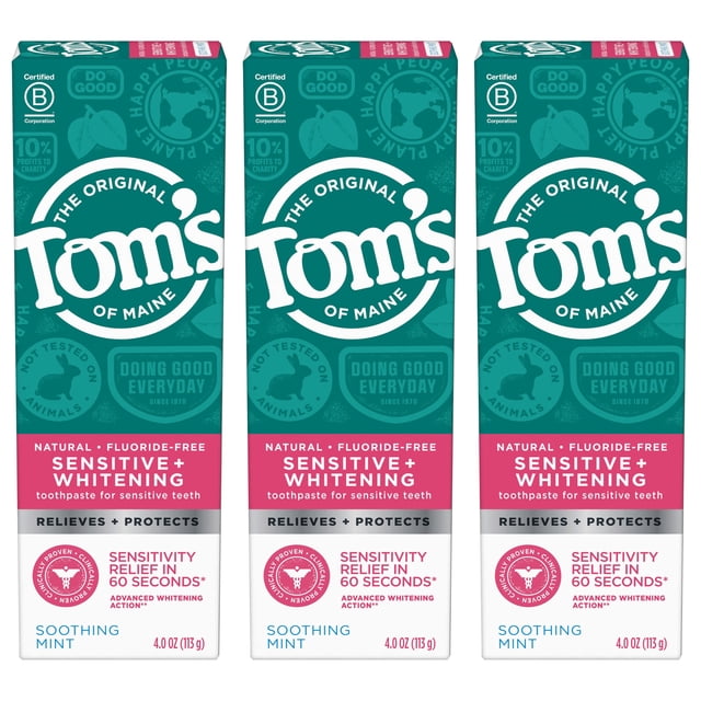 Pasta de dientes Tom's of Maine Sensitive + Whitening 120 ml, paquete de 3