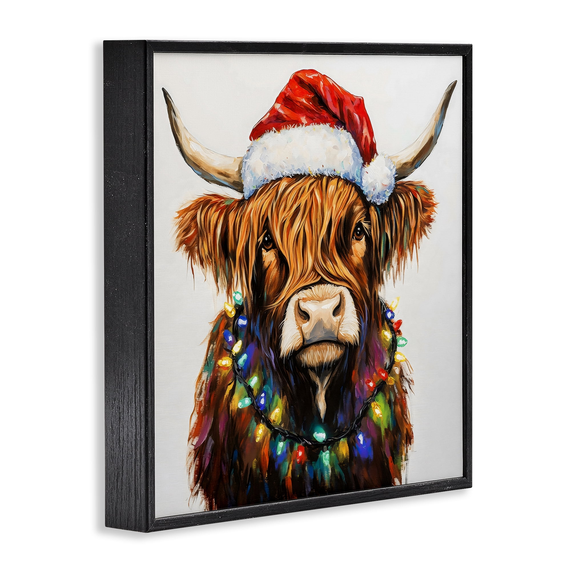 Holiday Lights Bedecked Highland Black Framed Giclee Art, design by Petal Prints Design
