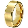 thumbnail image 3 of Tungsten Wedding Band Ring 8mm Men's Engagement Gold with Brushed Center Comfort Fit, 3 of 4