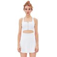 thumbnail image 2 of Women's Tennis Skirts Top Set Stretch High Waisted Golf Skorts Skirt One Shoulder Sports Bra Running Workout Activewear, 2 Piece M White - Zipper Bra, 2 of 8