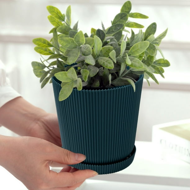 Muebles para el hogar, oficina, macetas de plástico verdes, balcón, huerto, maceta verde con base, maceta pequeña para plantas suculentas y bonsáis.