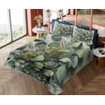 thumbnail image 4 of Ambesonne Eucalyptus Leaves Fitted & Top Sheet Set with Shams, Love of Nature, Mustard and Reseda Green, 4 of 5