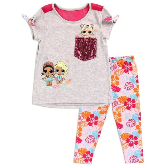 LOL Surprise Girls' Sequin Pocket T-Shirt and Leggings Set (Little Girls)