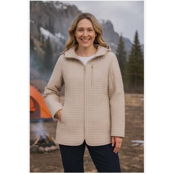 Land's End Women's Quilted Jacket, Tan, Medium