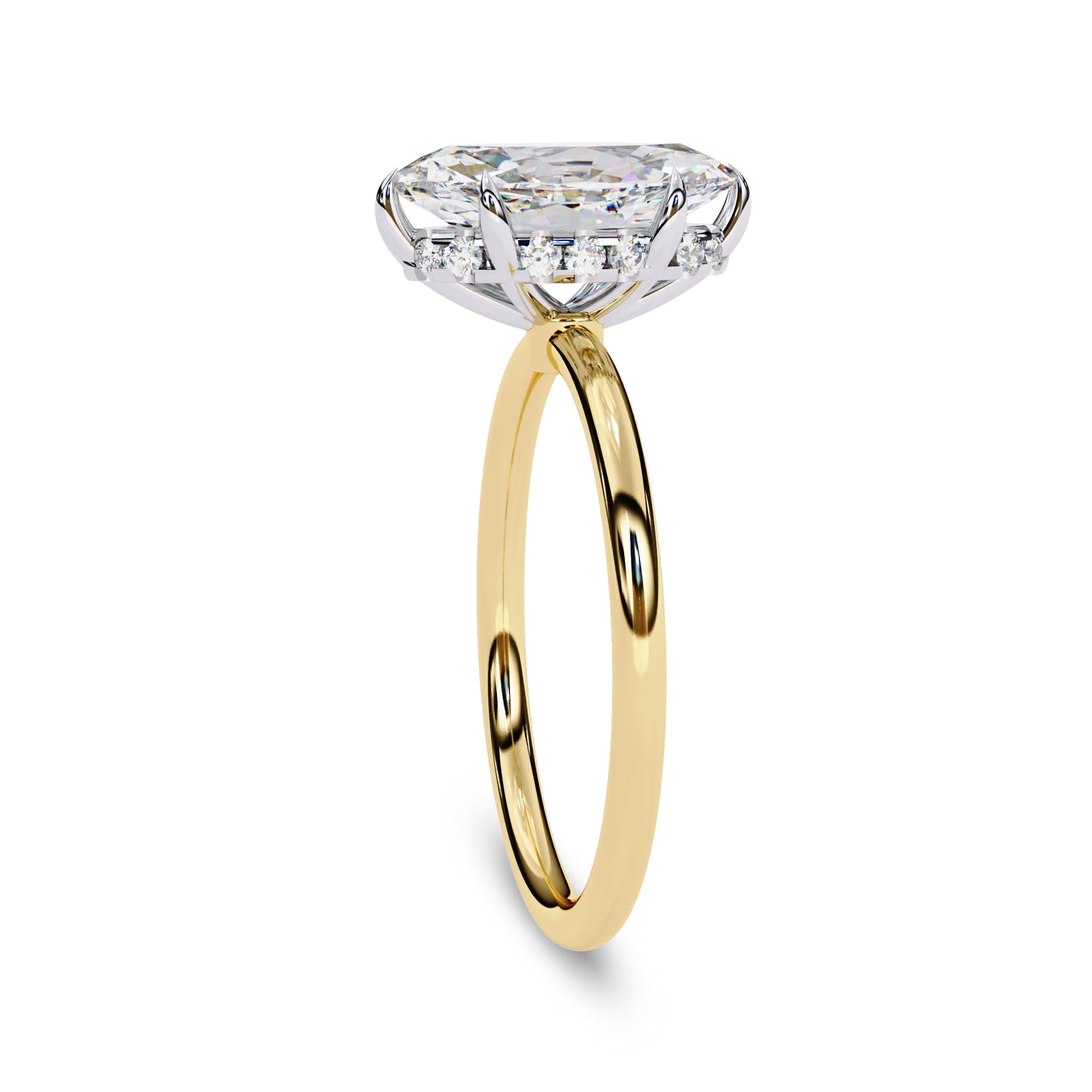 AFFY Solitaire Wedding Engagement Ring for Women Center 12x6mm Marquise Cut Lab Created Moissanite Stackable Band Promise Rings in 14K Solid Yellow Gold Jewelry Gift for Her 6