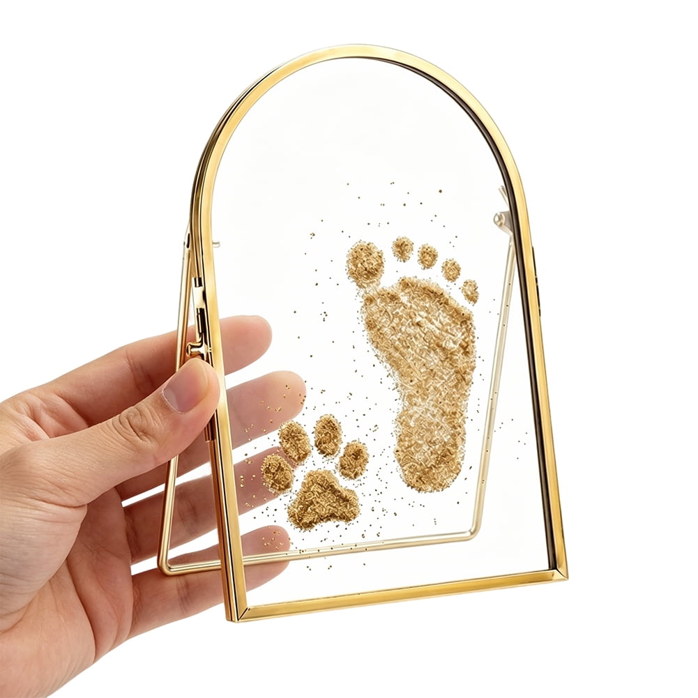 Baby Pet Keepsake Frame with Dual-sided Glass Exposure Side Design Metal Pressed Picture Frame for Memory-based Home Decoration (S)