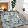 thumbnail image 3 of RONSHIN Area Rugs Washable Carpets 5'*7' Machine Washable Rug Vintage Persian Area Rugs Carpet Distressed Rug Anti-Slip Low Pile Rug for Living Room Bedroom,Blue Blue tint 5*7ft, 3 of 7