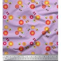 Soimoi Cotton Cambric Fabric Floral & Honey Bee Kids Decor Fabric Printed Yard 56 Inch Wide