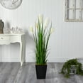 thumbnail image 3 of Nearly Natural 4.5' Wheat Plume Grass Artificial Plant in Black Metal Planter, Green, 3 of 4