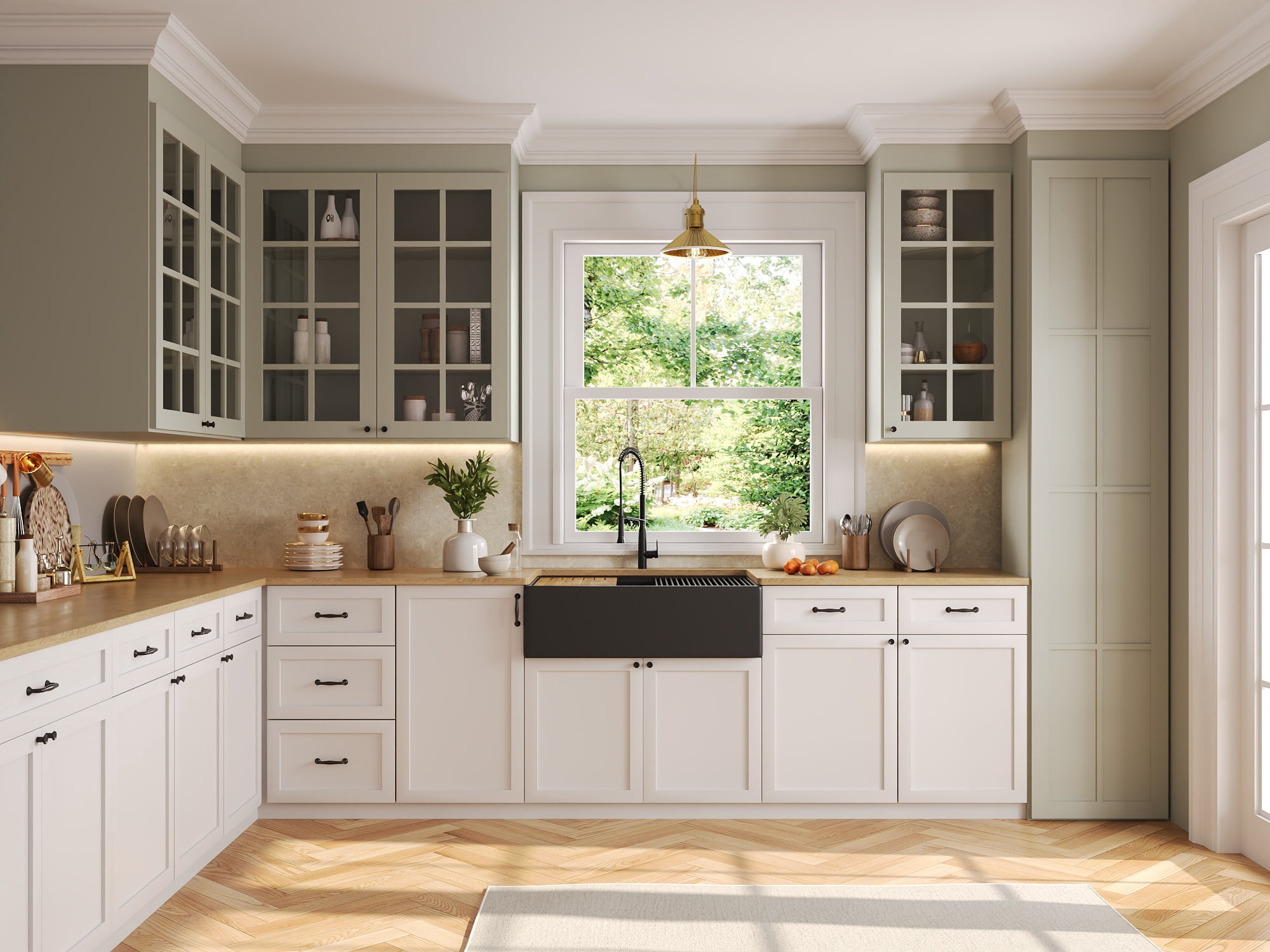 DV-1K0161B 33"L x 20"W Kitchen Sink, Farmhouse Workstation Sink with Cutting Board and Dish Drying Rack