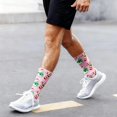 thumbnail image 1 of Bas Roses de Noël Confortables Imprimés 3D Mignons Mi-Mollet Chaussettes de Sport, 1 of 5