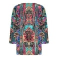thumbnail image 3 of JTZGDY Womens Casual V Neck Tops Dressy Boho Floral Printed 3/4 Length Sleeve Graphic Tunic Tshirt Loose Oversized Comfy Pullover Blouse Purple#03 L, 3 of 6