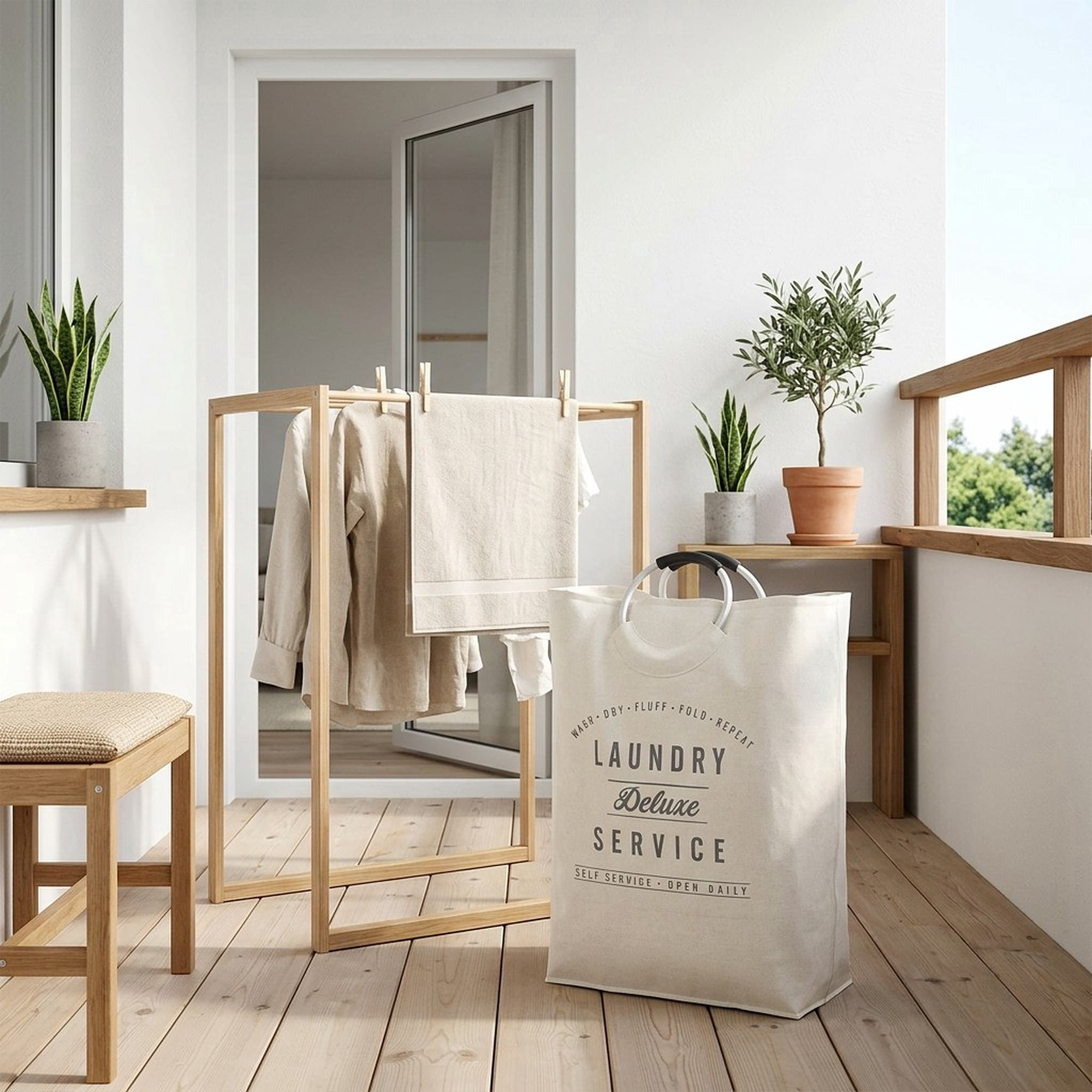 (2 pack) Better Homes & Gardens Laundry Deluxe Service Canvas Tote, Adult, 17 in W x 8.5 in D x 25.25 in H
