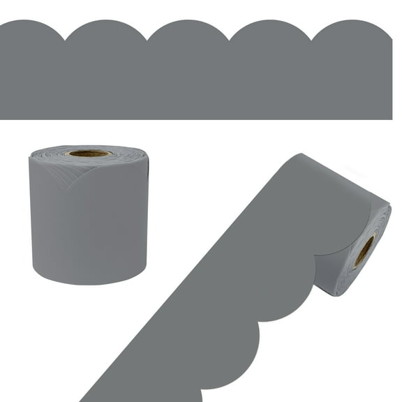 Carson Dellosa 65' Steel Gray Rolled Scalloped Bulletin Board Borders (1 roll)