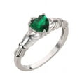 thumbnail image 3 of Claddagh Benediction Simulated Emerald Cubic Zirconia Ring Sterling Silver Size 6, 3 of 3