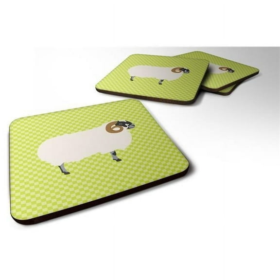 Scottish Blackface Sheep Green Foam Coaster, Set of 4