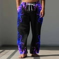 thumbnail image 2 of Purple Man Fire Graphic Loose Fit Pants Pajamas Pjs for Mens Beach Casual Hawaiian Flare Wide Leg Tie Knot Tropical Straight Leg Elastic Waist Long Bootcut Leg 2025 4XL, 2 of 5