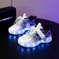 thumbnail image 2 of Mesh Tennis Shoes for Boy Girl Kids Light up Shoes Color Block Strappy Sneakers Breathable Soft Footbed Comfortable Walking Shoes Black 2.5 Big Kid, 2 of 5