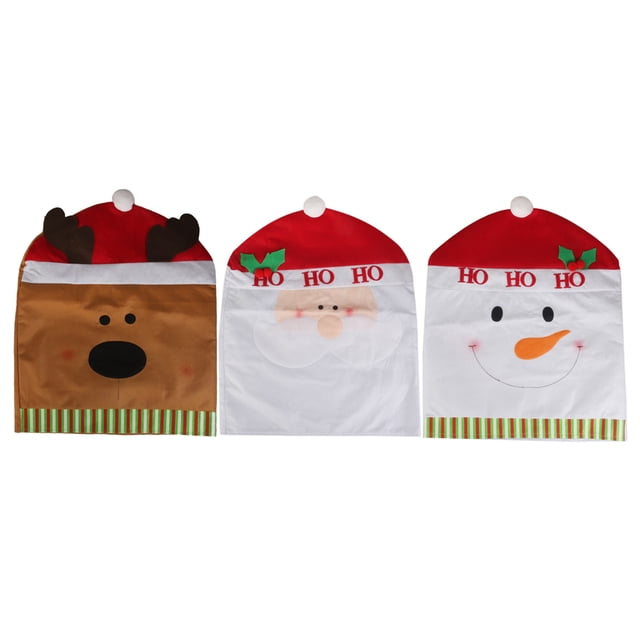 Funda trasera de silla de Navidad Zulema 3 uds ciervo muñeco de nieve Santa